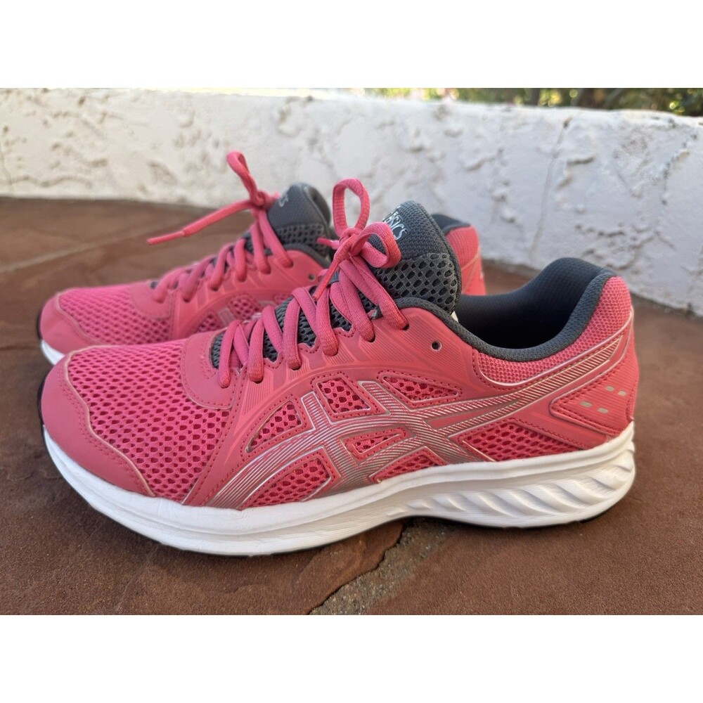 Asics Womens Jolt 2 Size 9 Running Sneakers Pink Gray White 1012A151